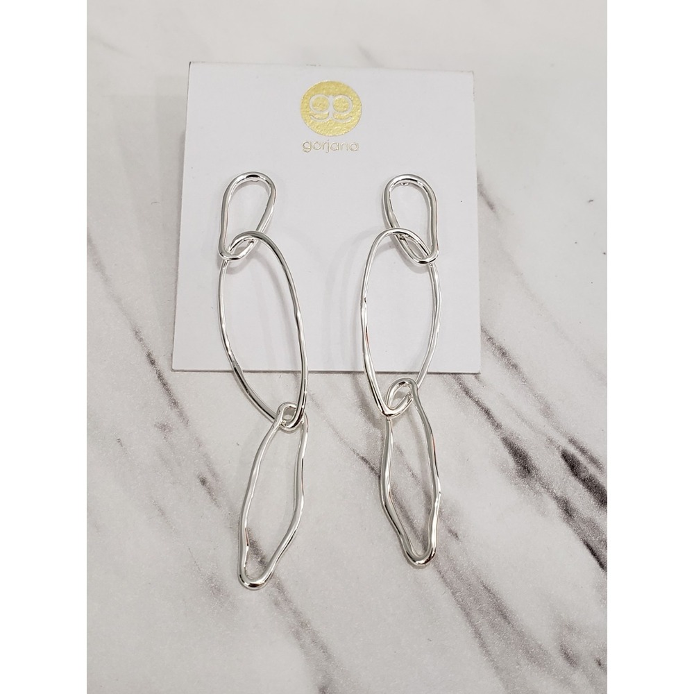NEW GORJANA ROWAN silver tone stud earring Abstract teardrop geometric whimsical